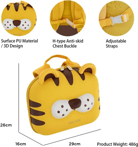 Vista 2 de Zoy zoii Backpac para niños, Tigre, Tigre