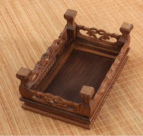 Vista 5 de GOLDY&WENDY Base rectangular de madera de ala de pollo con base de palisandro florero planta estatua de Buda soporte de exhibición pedestal