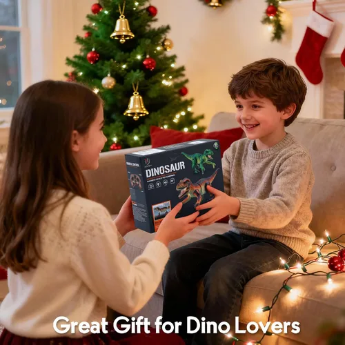 Vista 6 de IQKidz Juguete de dinosaurio RC para niños de 3 a 5 años, robot de dinosaurio tiranosaurio realista para caminar para niños y niñas, pequeñas