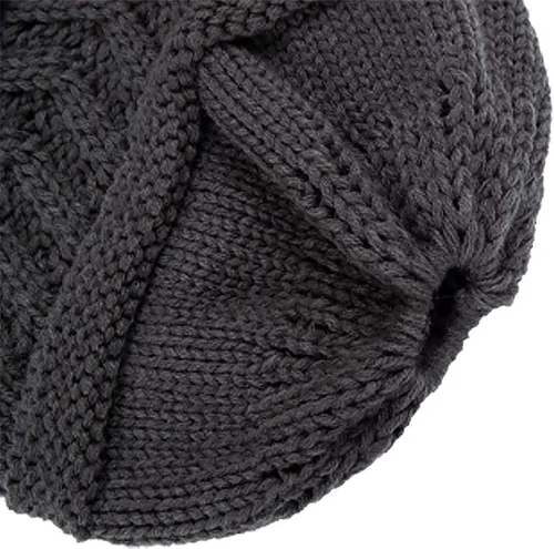 Vista 4 de Rosoz Gorro de cola de caballo para mujer, gorro cálido de invierno, suave, elástico, de punto trenzado, para moño alto