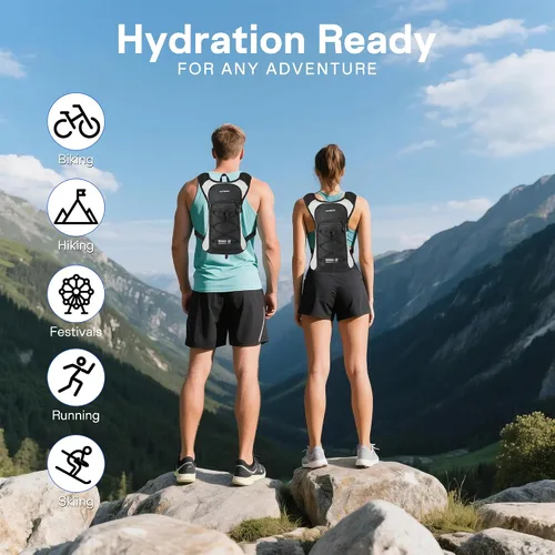 Vista 7 de OUTSKIRT Hydration Backpack with 2L Water Bladder, Lightweight and Breathable Running Hydration Pack, Water Backpack for Hiking, Cycling, Trail