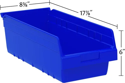 Vista 5 de Akro-Mils 30088 ShelfMax - Caja de almacenamiento de plástico para anidar, 18 pulgadas de largo por 8 pulgadas de ancho por 6 pulgadas de alto, Azul