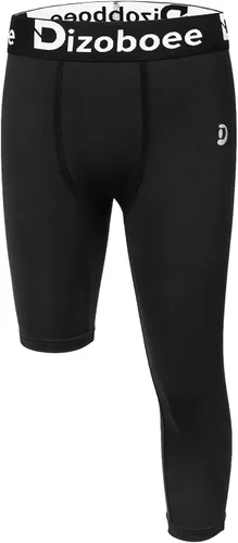Vista 5 de Pantalones de compresión de una pierna 3/4 para niños y jóvenes, leggings atléticos para deportes, mallas de baloncesto para niños, pantalones