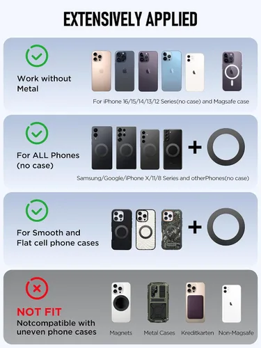 Vista 8 de Soporte magnético de teléfono de automóvil al vacío mejorado para MagSafe [108 + libras de succión más fuerte y 3000 gf magnético más fuerte], Negro