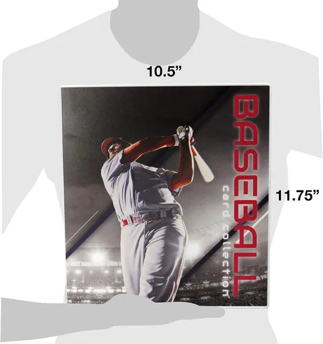 Vista 5 de Carpeta de colección de tarjetas coleccionables con temática de béisbol con páginas de tarjetas intercambiables. La carpeta/estuche está