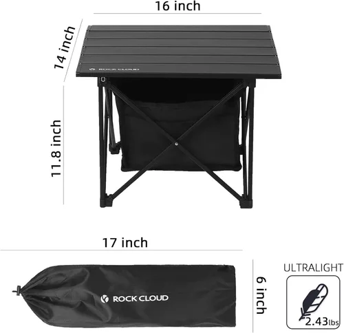 Vista 3 de ROCK CLOUD Mesa de campamento portátil de aluminio ultraligera, mesa de playa compacta plegable con bolsa de almacenamiento para camping