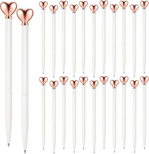 Vista 13 de Thenshop 24 piezas de bolígrafos con forma de corazón retráctiles de metal, lindos bolígrafos de 1.0 mm, tinta negra, bolígrafos de bola