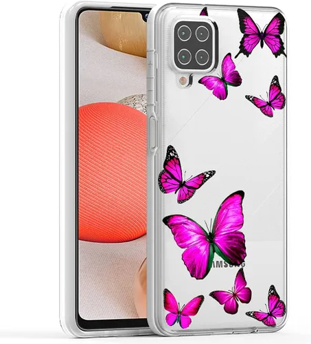Vista 13 de Funda protectora de cuerpo completo con diseño floral transparente y protector de pantalla de vidrio templado para Samsung Galaxy A42 5G