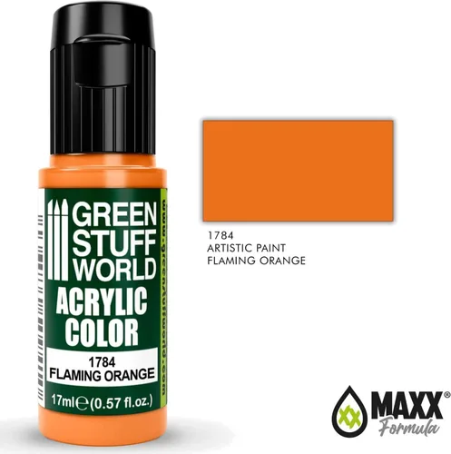Vista 2 de Green Stuff World – Pintura acrílica color naranja flameante 1784 para modelos y miniaturas