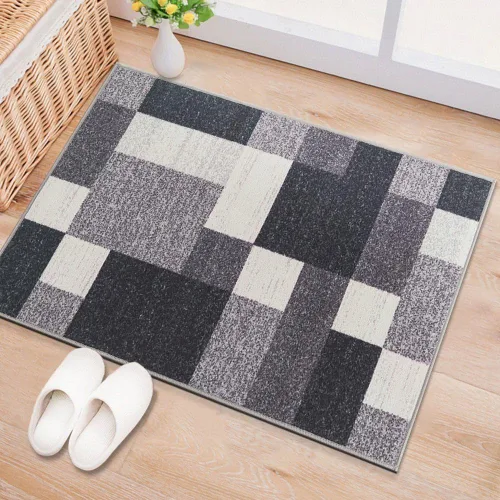 Vista 10 de Rugshop Modern Boxes - Alfombra antideslizante para sala de estar y dormitorio, color gris, 20 x 30 pulgadas