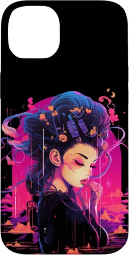 Vista 15 de iPhone 16 Japanese Geisha Retro Anime Cyberpunk Manga Synthwave Artsy Case