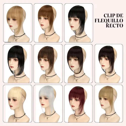 Vista 8 de VAVANGA Flequillo francés con clip - Flequillo natural largo y ondulado en negro jet con templos - Pinza de cabello ordenada para mujer (#1)