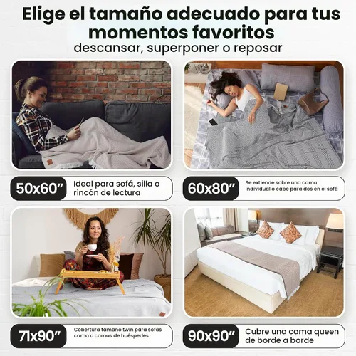 Vista 6 de Gold Case - Manta para sofá, mantas y mantas 100% algodón turco reciclado, mantas suaves Buffalo para sala de estar, manta tejida decorativa Boho