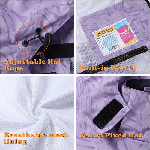 Vista 6 de GIISAM Chaqueta impermeable para mujer, ligera, resistente al viento, con cremallera completa, rompevientos con capucha