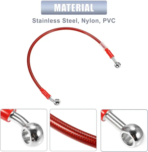 Vista 6 de X AUTOHAUX 19.7 in 19.69 "Longitud 0.394 in ID motocicleta freno hidráulico tubo manguera aceite 28 ° 0 ° cable trenzado de acero inoxidable