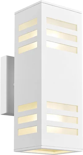 Vista 7 de harriet Luces de porche modernas para exteriores, cubierta de aluminio impermeable IP64 y vidrio templado, aplique de pared rectangular arriba/abajo