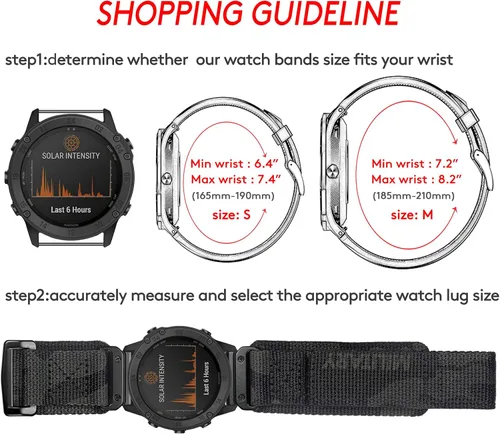 Vista 3 de Compatible con Garmin, Correa de reloj, Correa de nailon súper resistente de camuflaje con diseño de bucle tejido