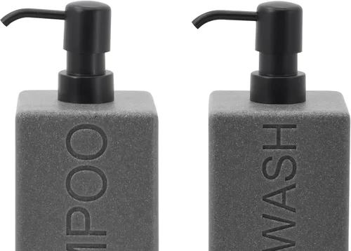 Vista 6 de Dispensador rectangular de resina para baño, champú y acondicionador de baño, botella de lavado corporal, diseño moderno de bomba recargable Gris