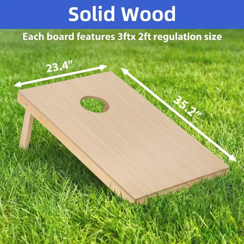 Vista 3 de JupiterForce Juego de cornhole portátil para juegos al aire libre, tableros de cornhole de madera maciza regulables con bolsa de transporte, 8