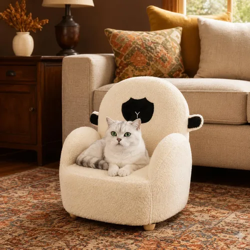 Vista 2 de Ownkoti Mini Sofa for Pets, Fluffy Pet Bed for Cats and Dogs Kids Couch