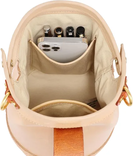 Vista 8 de OLD TREND Bolso bandolera Doctor Bucket Bolso lujoso y versátil para mujer Cuero de vaca genuino