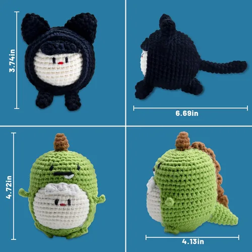 Vista 5 de EOKPHULL Kit de ganchillo para principiantes, kit de tejido de ganchillo fácil para adultos con tutoriales en video paso a paso e instrucciones
