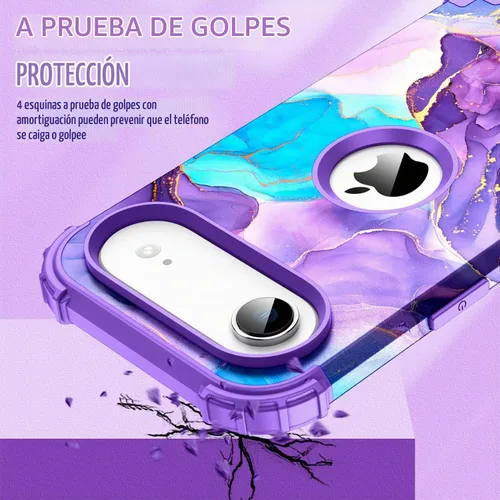 Vista 2 de Funda para iPhone 17 Pro Max, tres capas de alta resistencia a prueba de golpes, híbrida de plástico duro, funda protectora de goma de silicona