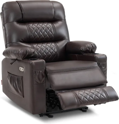 Vista 12 de MCombo PR621 Silla reclinable eléctrica de gravedad cero con calor y masaje PR621 (negro) Gravedad cero de 155°, puertos de carga USB y tipo C