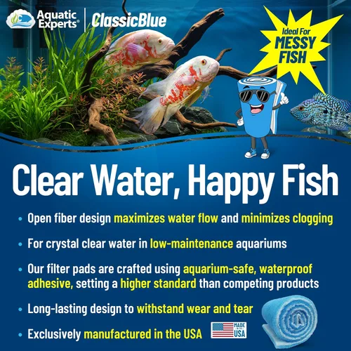 Vista 2 de Aquatic Experts Almohadilla de filtro de acuario unificada clásica de 12 pulgadas por 12 pies por 0.75 pulgadas, almohadilla de filtro azul y blanco