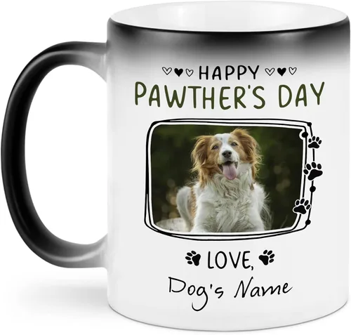 Vista 3 de AWE-CREATIVES Taza personalizada de perro para papá, taza de café de cerámica blanca, regalo divertido para papá, taza del día del padre