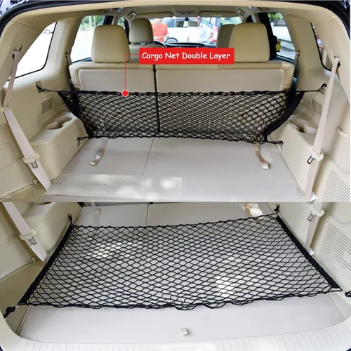 Vista 6 de BetterJonny Red de carga elástica para maletero, red de carga universal elástica de doble capa con gancho para SUV, Jeep, camión