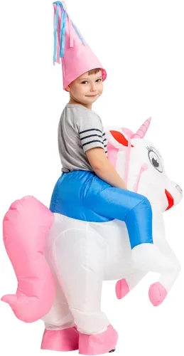 Vista 6 de GOOSH Disfraz inflable de unicornio para niños, disfraces de Halloween para niños y niñas, divertido disfraz inflable para fiesta de Halloween