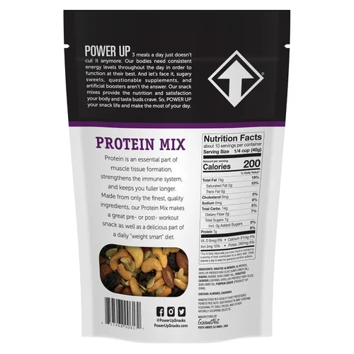 Vista 3 de Power Up Protein Packed Trail Mix Gourmet Nut - Mezcla de frutos secos sin OMG, vegana, sin gluten, apta para dietas cetogénicas y paleo, sin
