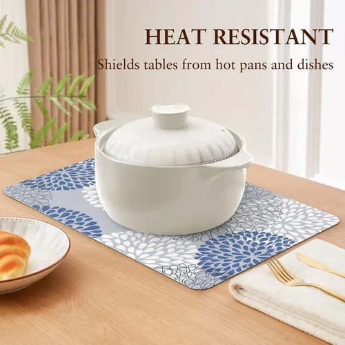 Vista 5 de QiyI - Juego de 4 manteles individuales de piel sintética de 12 x 18 pulgadas para cocina y comedor, resistentes al calor, antideslizantes
