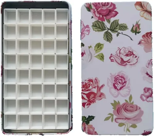 Vista 15 de Sartenes de acuarela con rayas magnéticas, 100 bandejas vacías de plástico blanco completo para pintura al óleo de acuarela o caja de lata de viaje