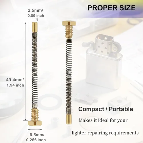 Vista 2 de Kit de reparación de repuesto para encendedores, 0.098 x 1.929 in/0.1 x 1.93 pulgadas, resorte de tornillo y placa base para accesorios