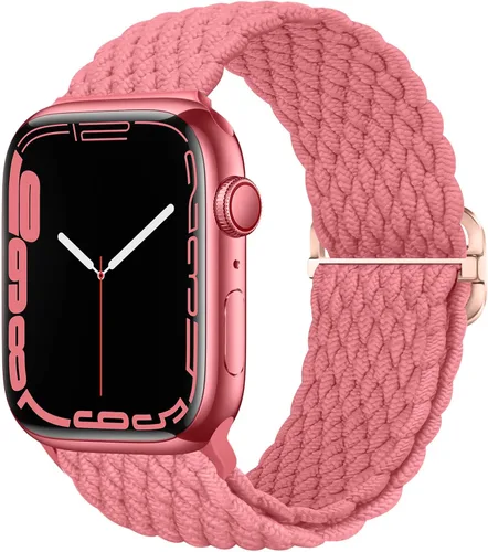 Vista 13 de Qimela - Correa elástica Solo Loop compatible con Apple Watch de 49 mm, 46 mm, 45 mm, 44 mm, 42 mm, 41 mm, 40 mm y 38 mm, correa trenzada Verde