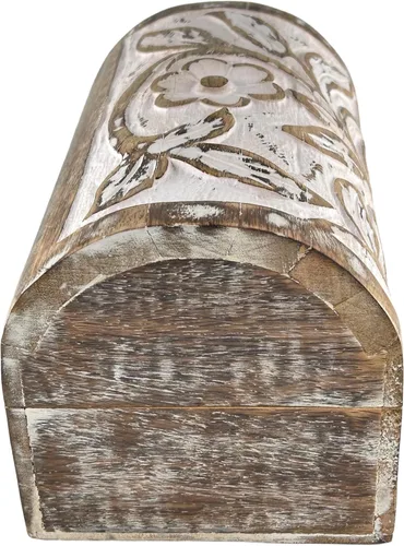 Vista 3 de Joyero de madera semicircular curvada blanca floral de alta calidad diseñador-caja de baratijas para damas-joyería-aspecto antiguo-caja de recuerdo