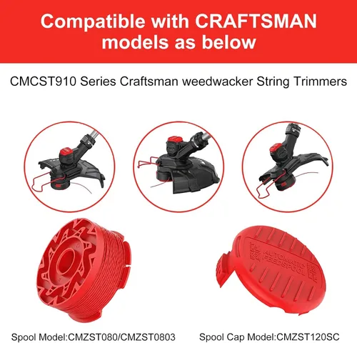Vista 2 de Línea de repuesto de carrete de recortadora CMZST080/CMZST0803 compatible con modelos Craftsman: CMCST910 Series Craftsman, CMCST910M, 20 pies 0.080