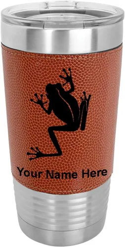 Vista 14 de LaserGram Personalized 20oz Tumbler, Tree Frog (Baseball Style) Engraved Gift, Faux Leather Wrap, Vacuum Insulated Stainless Steel, Laser Engraved