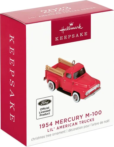 Vista 3 de Hallmark Keepsake Adorno de Navidad miniatura de 0.75 pulgadas 2023, Lil' American Trucks 1954 Mercury M-100 Mini Metal, regalos para coleccionistas