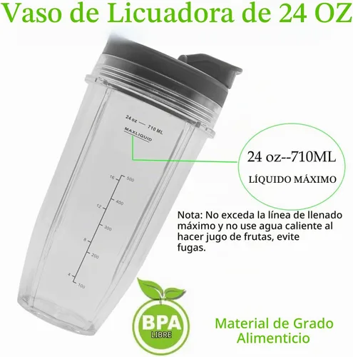 Vista 5 de Vasos de licuadora de repuesto para Ninja, vasos de licuadora de 24 onzas con tapas para llevar compatibles con Ninja BL450 BL456 BL480 BL482 BL642