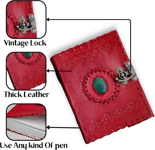 Vista 4 de Libro de Cuero de las Sombras Diario en Cuero Genuino encuadernado para mujeres y hombres, libro de hechizos cuaderno para viajar Cuaderno de Azul