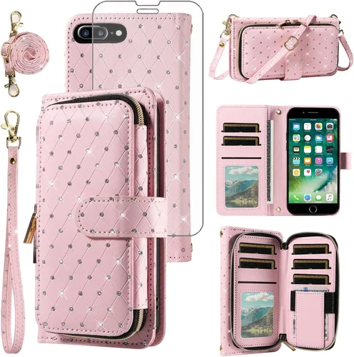 Vista 34 de Funda para teléfono iPhone 6 6S con cremallera y protector de pantalla con protector de pantalla, correa de cordón cruzado, ranura para iPhone 6 Six