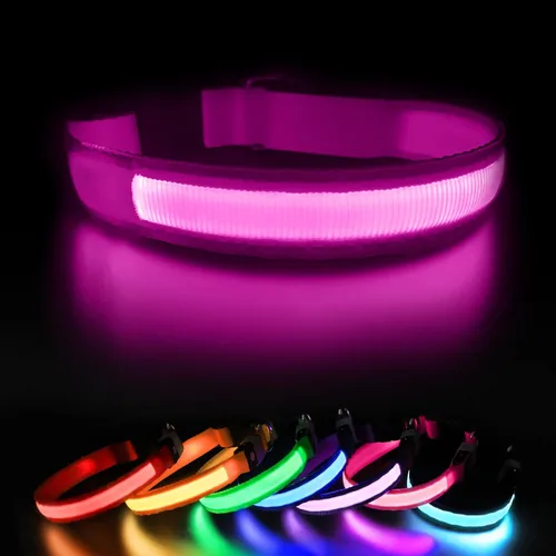 Vista 10 de MASBRILL Collares de perro con luz LED, collar de perro recargable iluminado resistente al agua, para caminar por la noche, collares para perros