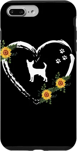 Vista 12 de Chihuahua With Paw Prints And Sunflower Heart On Black Case for iPhone 16
