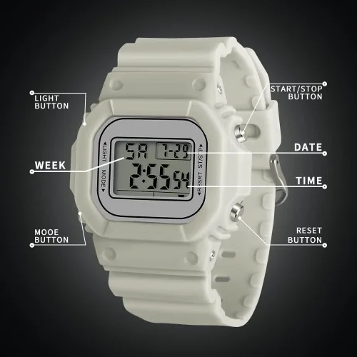 Vista 5 de Digital Watch for Men Women Waterproof Outdoor Military Sports Timer Multifunctional Wristwatch Classic Design Easy to Set and Read Alarm Stopwatch