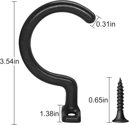 Vista 3 de 2 ganchos de puente de billar con 4 tornillos de montaje, gancho para estante de bola de piscina para almacenamiento de accesorios de mesa de Negro