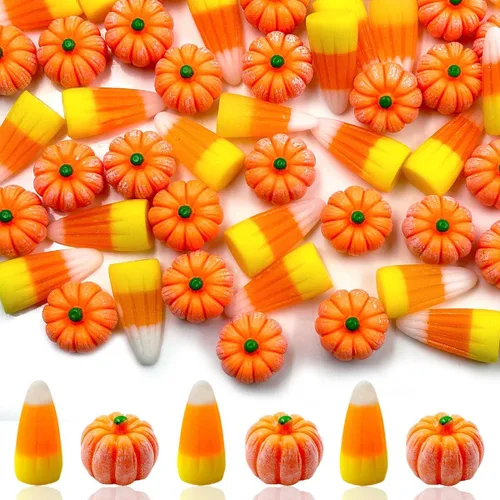 Vista 8 de Suartus Mini calabazas de Halloween, figuras de calabazas en miniatura, 40 piezas de resina, pequeñas decoraciones de calabaza, calabaza pequeña a