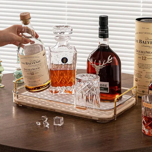 Vista 6 de Seoneiro Bandeja de whisky, estante para tazas de vidrio, soporte para tazas, organizador de taza de café, encimera de baño con tabla de drenaje